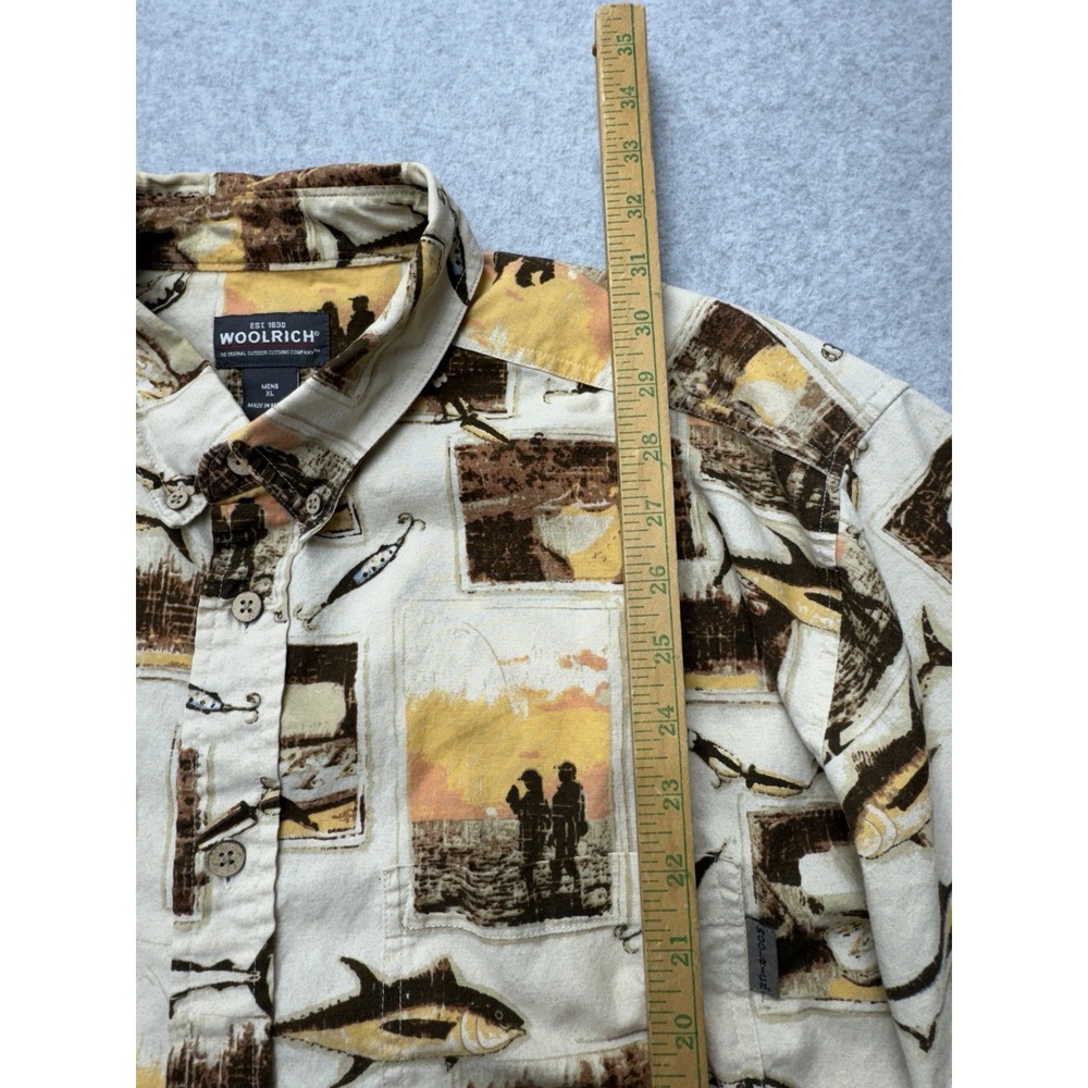 Woolrich Shirt Mens Extra Large Multi Fish Photo‎ Casual Outdoor Camping Fishing - Picture 3 of 9